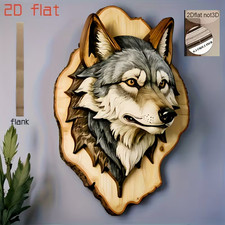 Wolf Kopf Holz Wand-Bild 25cm