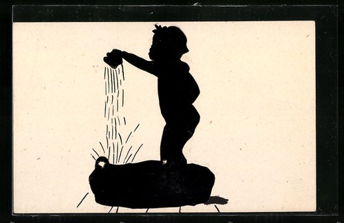 Ansichtskarte kind plantscht - ansichtskarte,