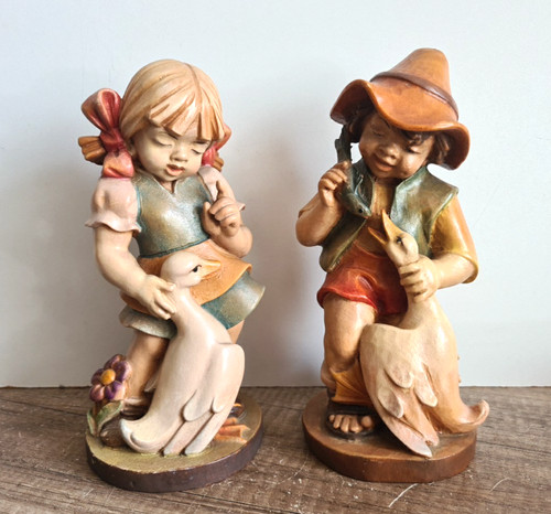 Vintage holzfiguren paar - holzfiguren,