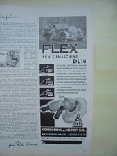 FLEX DL14 Schleifmaschine Ackermann - Reklame Werbung Zeitschrift SOLITUDE  1955