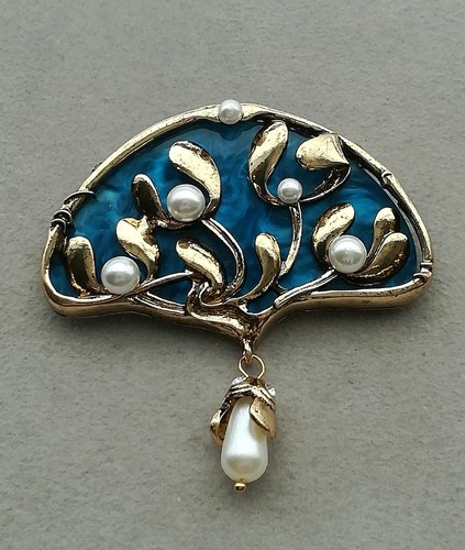 Jugendstil brosche fächer - jugendstil,