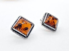 Bernstein Ohrstecker Silber 925 Ohrringe braun echt Sterlingsilber ed110