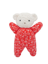 Sigikid Bär Teddy Frottee 20 cm rot weiß Stofftier Kuscheltier Retro Vintage