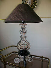 Tischlampe Hockerleuchte Lampenfuß Barock Rokoko  braun E27 inkl. Lampenschirm