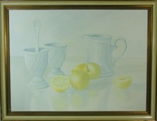 Jörg Simon "Stillleben mit gedecktem Tisch" signiert, datiert 1983, Acryl