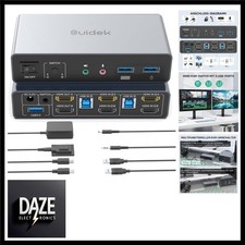 HDMI KVM Switch 2 Monitore 2 Computer, Dual Monitor KVM USB Switcher 4K@60Hz,...