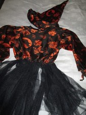 Kostüm Halloween 2-tlg. Kinder Hexe Gr. 134-152 schwarz/orange, Kleid mit Hut