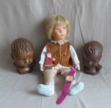 alte Käthe Kruse Puppe Stoffkopf Hinterkopfnaht 44 cm wohl Schwesterchen um 1950