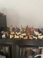 22 ältere Krippen Figuren  Weihnachten Schäfer Schafe Ochse Hund Esel