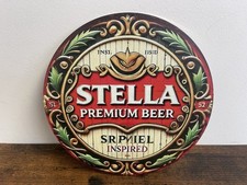 STELLA Pils Bier Beer Werbeschild Vintage Retro 20cm BAR DEKO PARTY KELLER Garag