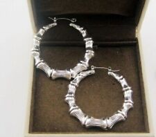 Sehr coole 5cm silberfarbene verbundene Bambus Creolen