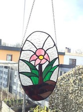 Tiffany,Fensterbild, Blume ,oval, Handarbeit.Kette