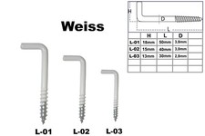 L-Haken weiss - 3 Längen -