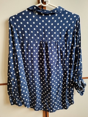 Bluse damenbluse blau punkte - bluse,