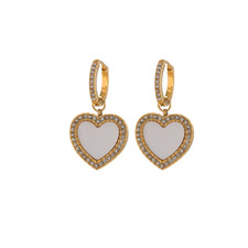 OHRING, DAMEN OHRRINGE EDELSTAHL,OHRSCHMUCK,SCHMUCK, Creole, Zirkon Gold, Herz