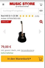 Red Hill D-1-CE Westerngitarre Akustik Elektroakustisch Dreadnought Cutaway