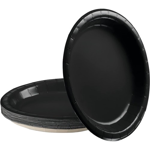 Pappteller schwarz rund - , 23cm