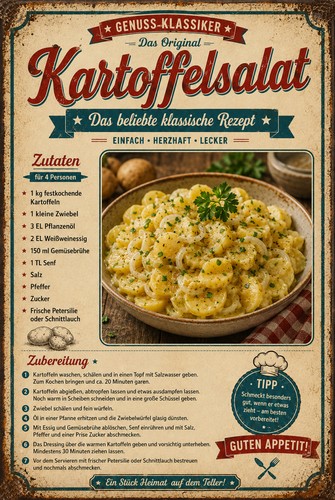 Blechschild kartoffelsalat - blechschild,