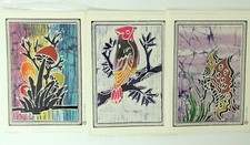 3 wunderschöne Batik Klappkarten aus Indonesien, Kunsthandwerk, auch zum Rahmen!