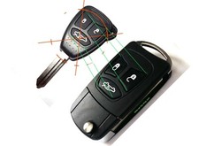 Umbau-Set auf Klappschlüssel f. Jeep Dodge Chrysler Schlüssel R key conversation