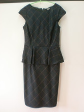 grau kariertes Etui Kleid Gr