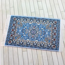 Puppenhaus Teppich gewebt blau