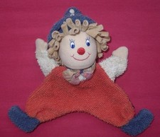 Älteres Sterntaler Schmusetuch Clown Wichtel Frottee blau rot