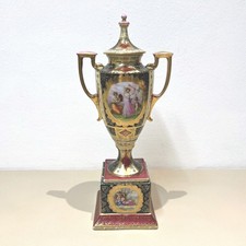 Bienenkorbmarke Wiener Vase mit Deckel Porzellan Gold Verzierungen Vintage