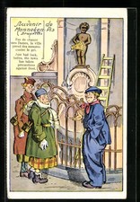 Ansichtskarte Manneken-Pis, Mann hat einen Hut auf das Männchen gesetzt 