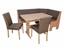 ECKBANKGRUPPE BUCHE DEKOR/BRAUN TRUHENECKBANK 165x125  WANGENTISCH  2 STÜHLE