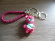 Schlüsselanhänger  mit Schlüsselring, Karabiner + Schlaufe - Teddy in pink