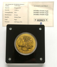 Goldmünze, 40 mm, 1/200 oz 999 Gold, 20 Dollars Double Eagle mit Zertifikat