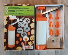 GERDA Gebäck- &Garnier-Presse, Biskuit-Keks-Presse, Orange-Weiß 70er OVP (3)