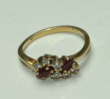 Ring Gold 585 14 Karat mit Rubinen und Brillanten, Gr. 55, antik