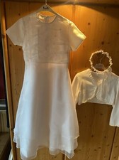 Kommunionkleid Marke Baron Gr140 u Jacke Gr140 mit Haarkranz 