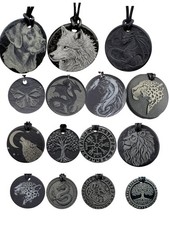 Walisischer Schiefer Anhänger an Leder verstellbare Halskette, 40 - 70 cm