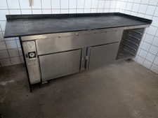 Großer Edelstahl Arbeitstisch mit Kunststoffplatte - alt. Werkbank - sehr stabil