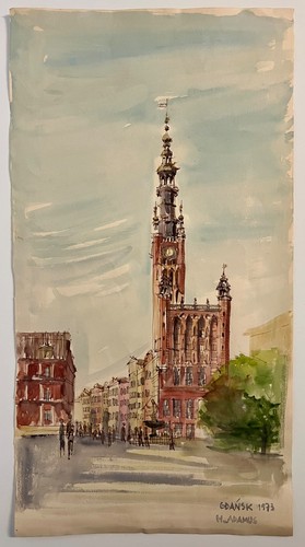 Aquarell rathaus in danzig - aquarell,