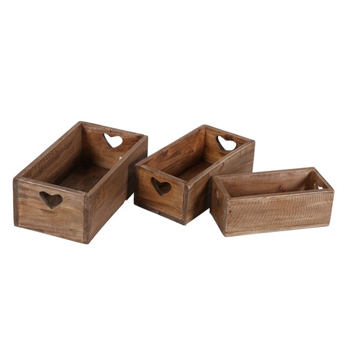 Teak holzbox 3er set - holzbox,