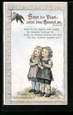 AK Sehet die Vögel unter dem Himmel an, Matth. 6, 26., Kinder beobachten einen  