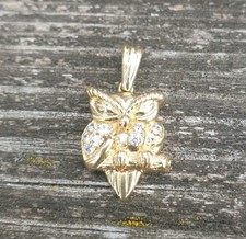 schöner Eule Anhänger G Gold 585 punziert mit  Brillanten 