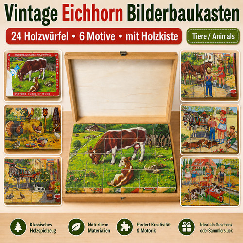 Vintage holzwürfelpuzzle - vintage,