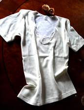 Edles Unterhemd Halbarm BLU BLU Italy Gr. M  (40/42) Schurwolle /Cotton Spitze