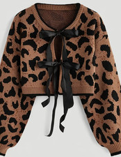 Sexy Damen-Strickjacke mit Leopardenmuster, eleganter Verschluss, Herbst