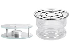 Stövchen glas edelstahl rund - edelstahl,