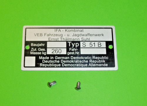 Typenschild plakette für - typenschild,