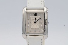 CARTIER TANK ANGLAISE QUARTZ DAMEN UHR 26MM STAHL 3704 VINTAGE  MIT LEDER BAND