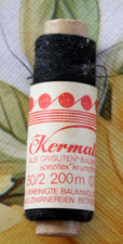DDR Kermalin Garn Baumwolle Zwirn 80/2 200m schwarz VEB Zwirnerei Oederan IK