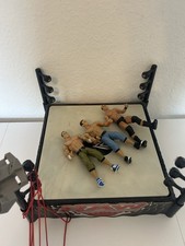 WWE WWF RAW Ring Arena Rot Schwarz / 3 Figuren Defekt/ Ersatzteile