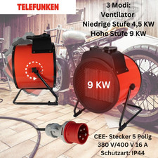Telefunken 9 kW Keramik PDC Industriedesign-Heizlüfter Bautrockner